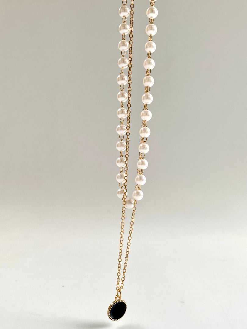 Pearl N Golden Dual Layered necklace