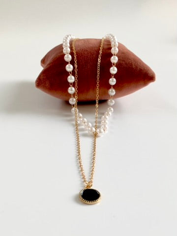 Pearl N Golden Dual Layered necklace