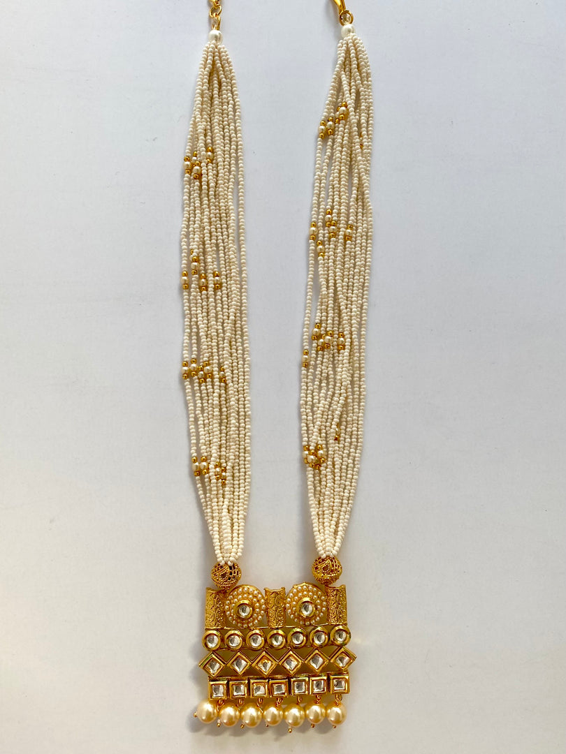 Pearl & Golden Elegant Long Necklace Set