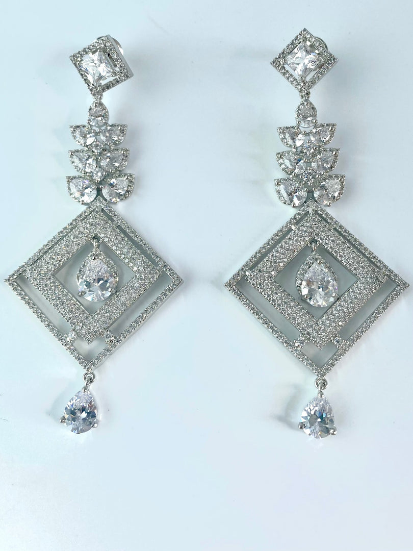 Princess Cut Diamond Dangler Earrings