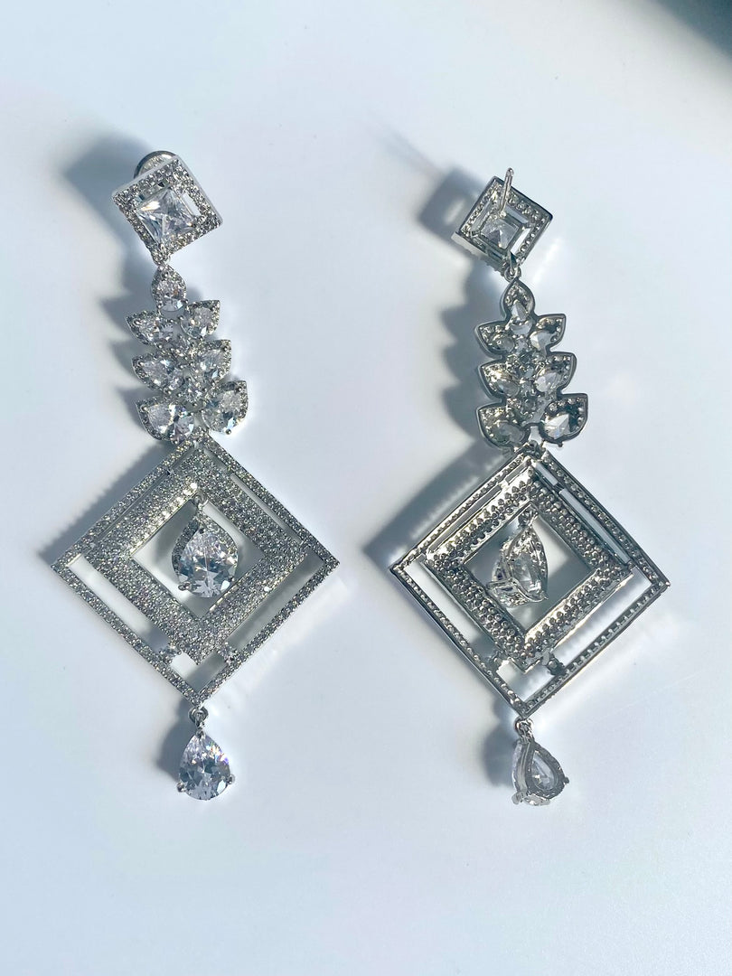 Princess Cut Diamond Dangler Earrings