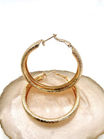 Load image into Gallery viewer, Reptile Print Golden Hoop Earrings
