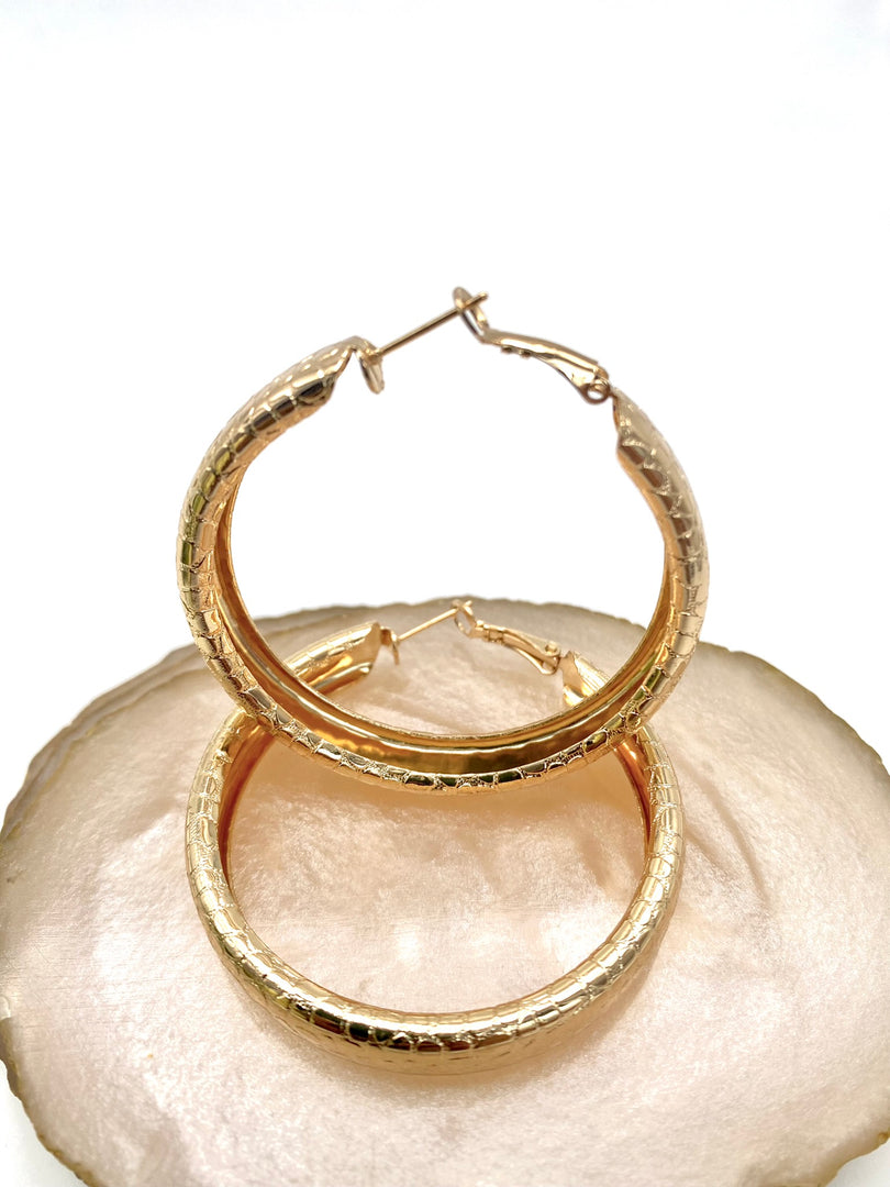 Reptile Print Golden Hoop Earrings