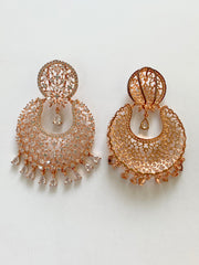 Rosy Chakra White Diamond Chandbali Earrings