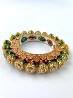 Load image into Gallery viewer, Royal Jodhpuri Pacheli Multicolour Pearl Kada Bangle
