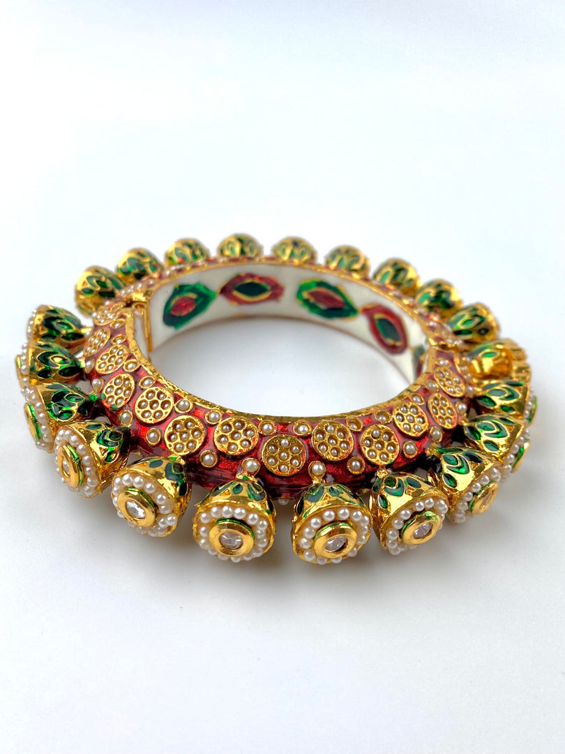 Royal Jodhpuri Pacheli Multicolour Pearl Kada Bangle