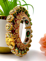 Load image into Gallery viewer, Royal Jodhpuri Pacheli Multicolour Pearl Kada Bangle
