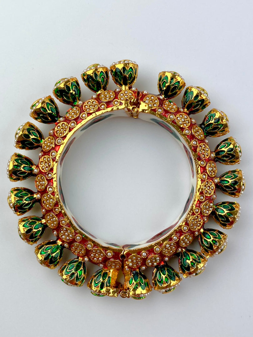 Royal Jodhpuri Pacheli Multicolour Pearl Kada Bangle