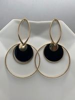 Load image into Gallery viewer, Rozabel Multishaped Black And Golden Hoop Earrings
