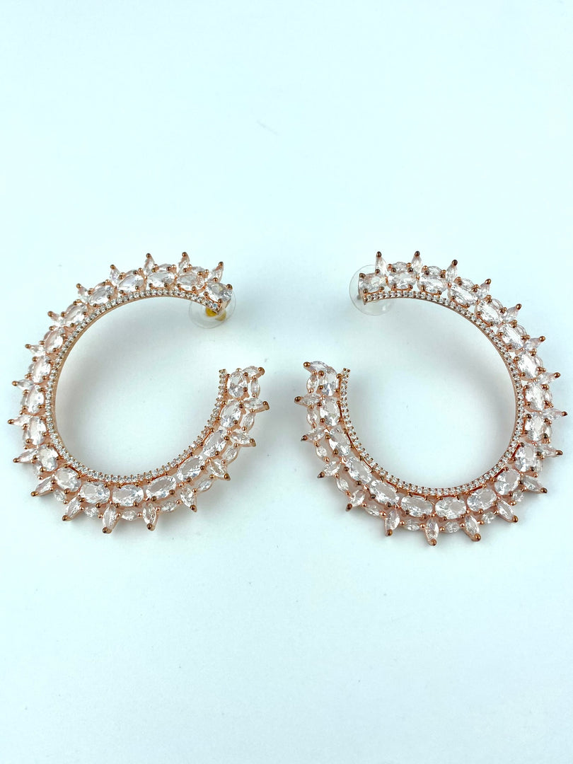 Skipped A Beat White Stone Rose Earrings