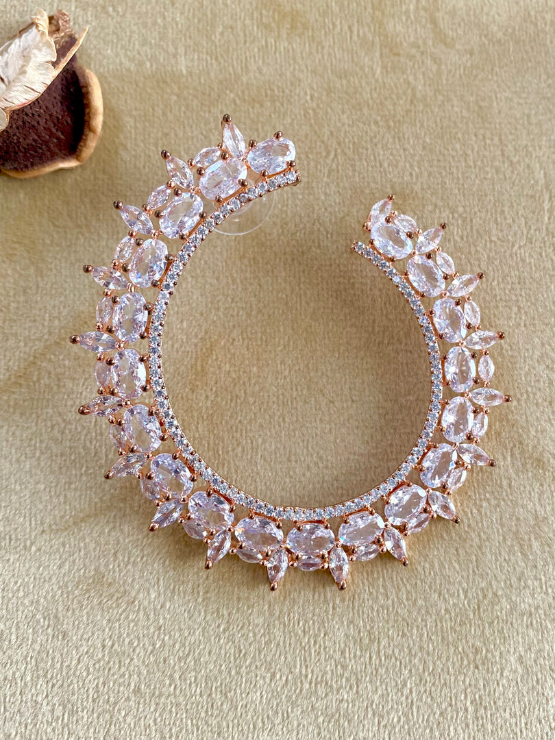 Skipped A Beat White Stone Rose Earrings