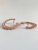 Load image into Gallery viewer, Skipped A Beat White Stone Rose Earrings
