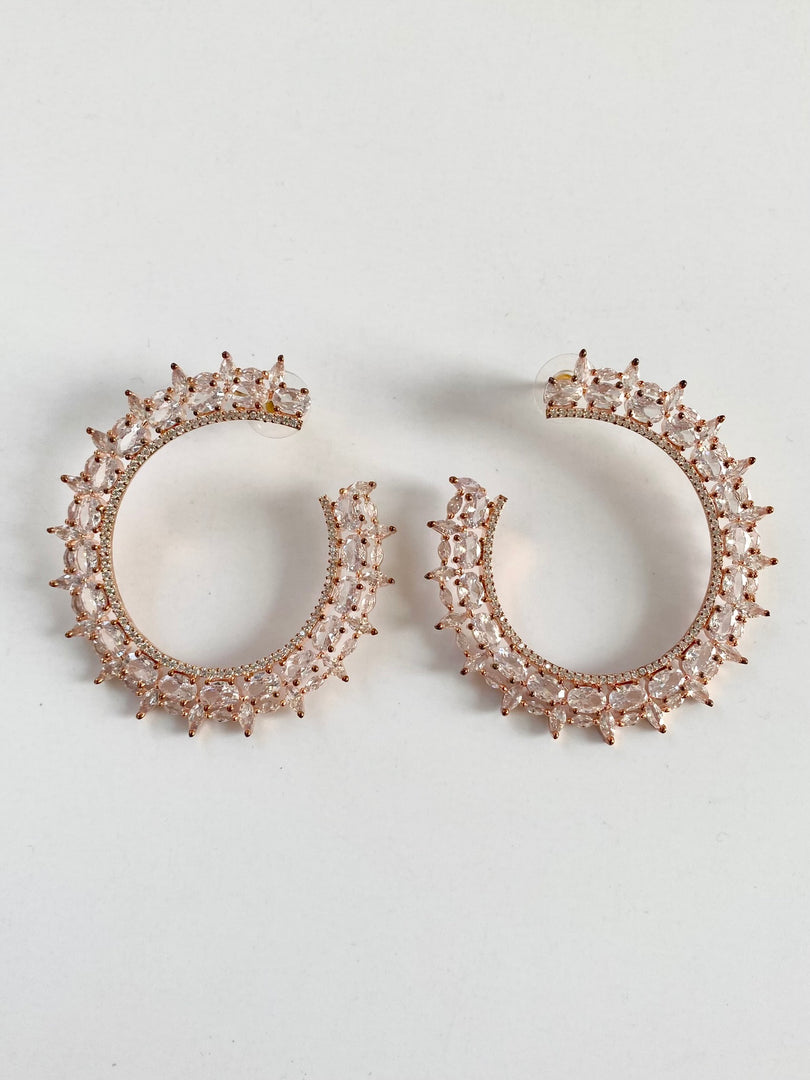 Skipped A Beat White Stone Rose Earrings