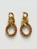 Load image into Gallery viewer, Three Hoops Studded Golden Glossy Earrings
