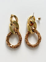 Load image into Gallery viewer, Three Hoops Studded Golden Glossy Earrings
