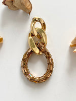 Load image into Gallery viewer, Three Hoops Studded Golden Glossy Earrings
