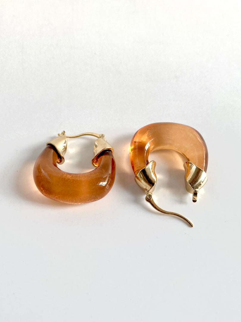 Transparent as Water Mustard Hoop Earrings