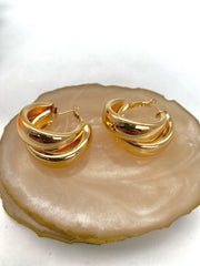 Two Sideways Hoop Golden Earrings