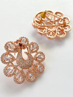 Load image into Gallery viewer, Vivacious Peacock Rose Gold Earrings
