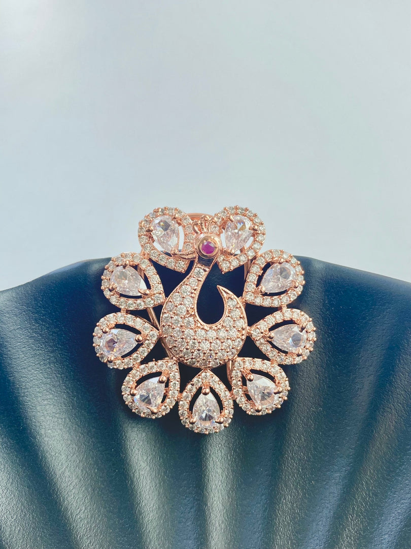 Vivacious Peacock Rose Gold Earrings