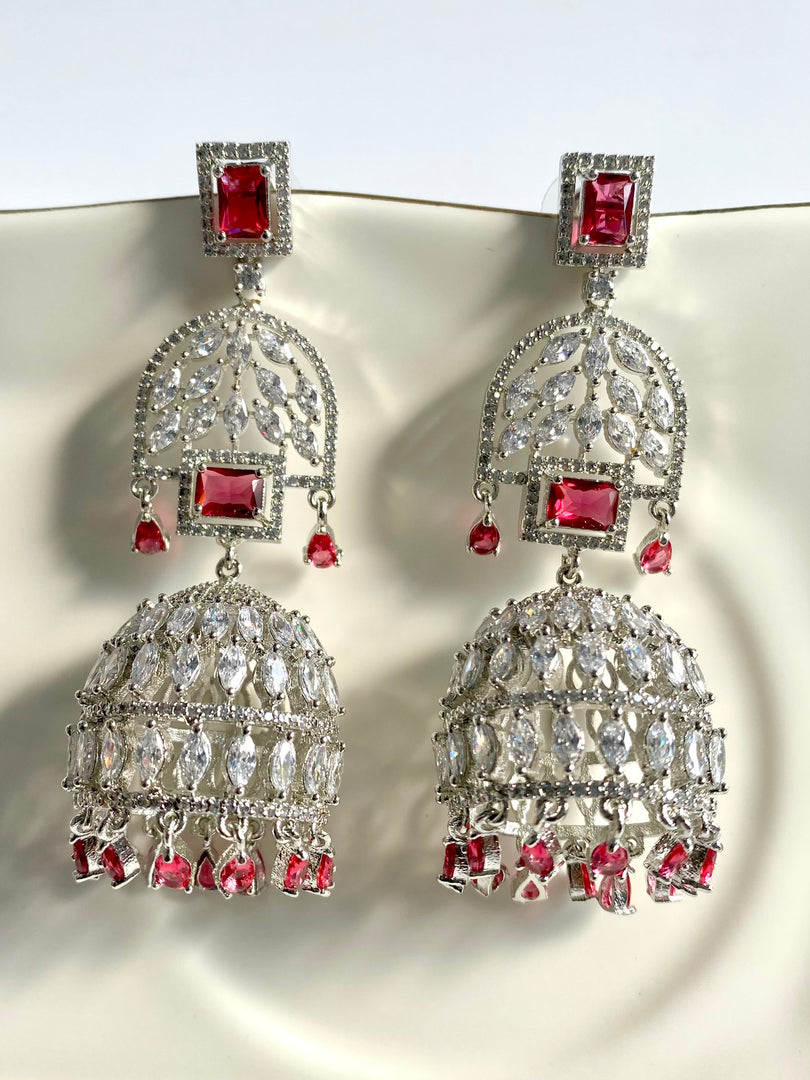 Wine Dream Diamond Dangler Jhumkas