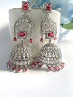 Load image into Gallery viewer, Wine Dream Diamond Dangler Jhumkas
