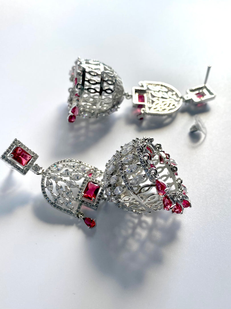 Wine Dream Diamond Dangler Jhumkas