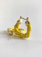 Yellow And Golden Intertwined Earrings