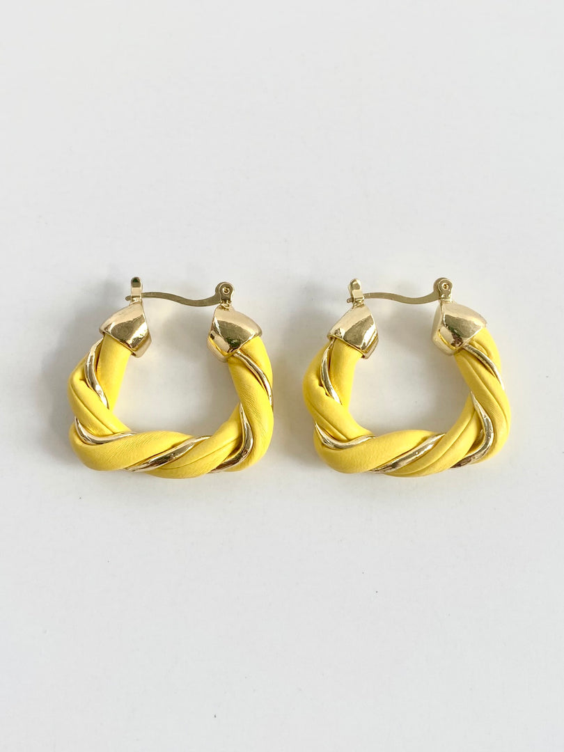Yellow And Golden Intertwined Earrings